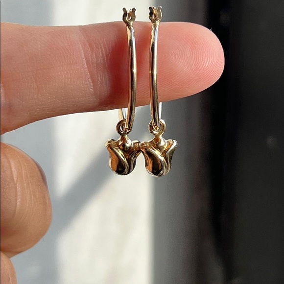 14k gold Tulip Dangle Earrings - Picture 8 of 8